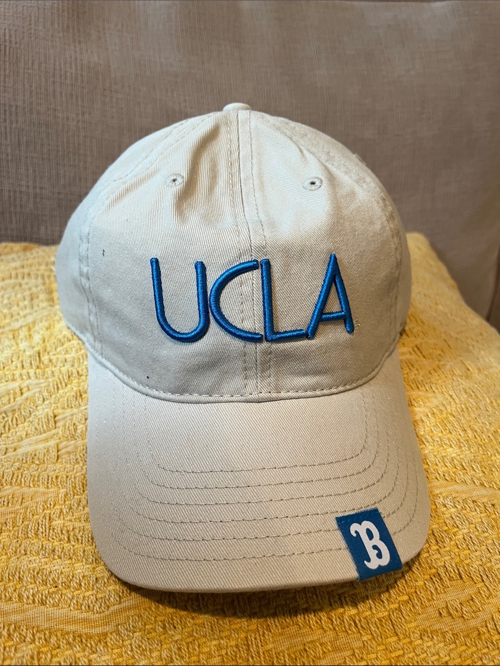 Beige Baseball Cap with Blue UCLA Embroidered Logo